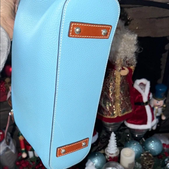 Dooney & Bourke Blue & Tan Leather Tote Bag LIKE NEW - Picture 5 of 15